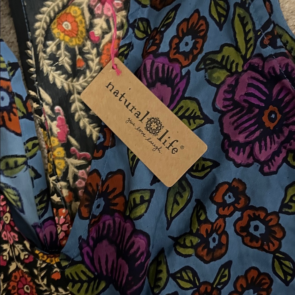 NWT Natural Life Let’s Just Go Wide-Leg Jumpsuit-Woodcut Floral Blue size M - Picture 4 of 11